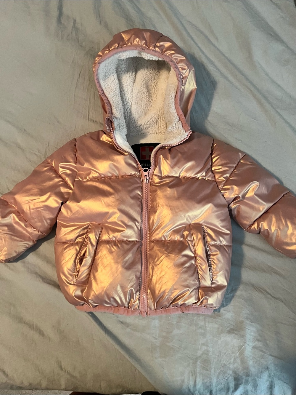 Swiss Tech Rose Gold Hooded Puffer Jacket